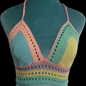 Sparkly Multi Colored Bikini Crop Top